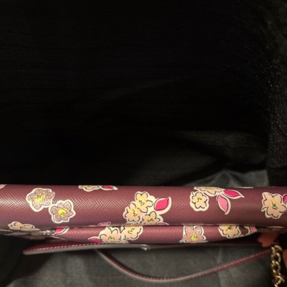 Kate Spade Frosted Floral Tinsel Flap Deep Berry Crossbody/Clutch 6 Card Slots - Picture 4 of 7